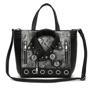 Cowgirl trendy snakeskin biker jacket handbag